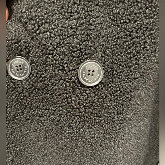 Ralph Lauren faux fur black coat. Women’s Sherpa jacket large L small lining fix - Picture 4 of 11